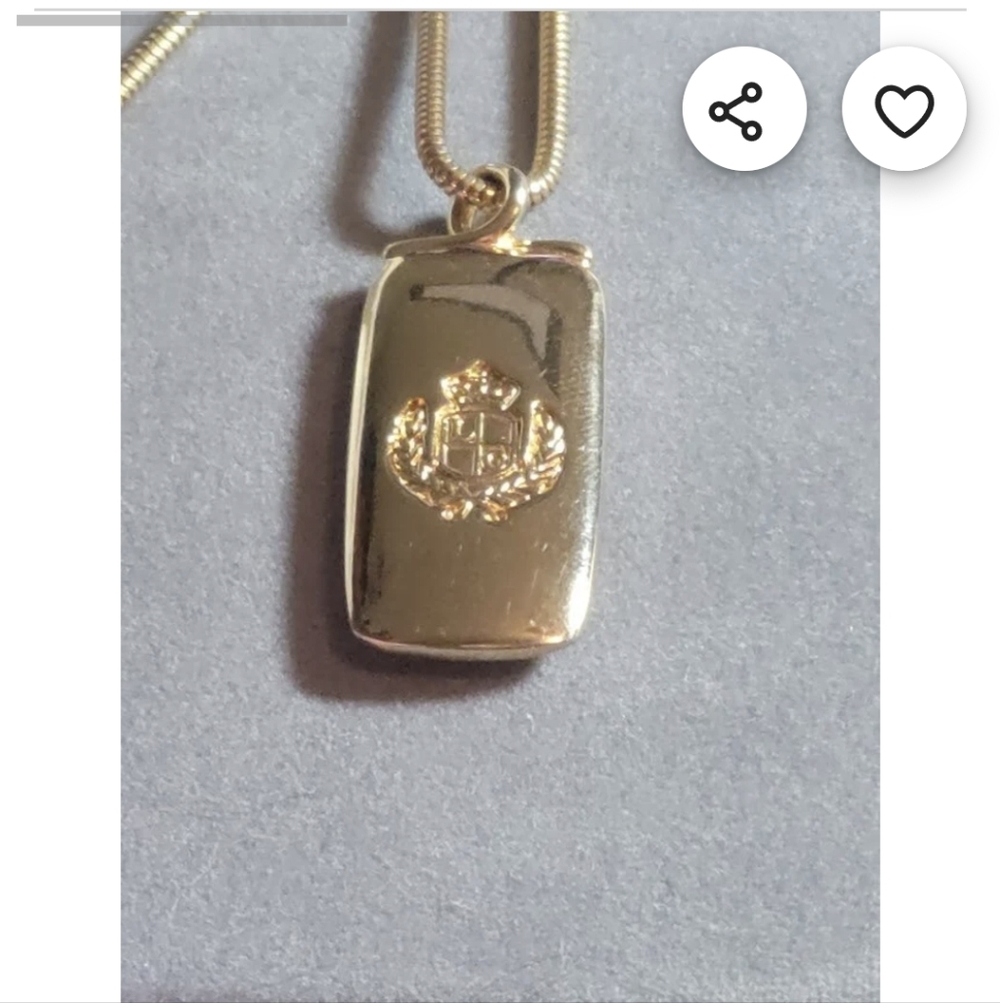 Gold Emblem Pendant Necklace By Liz Caiborne